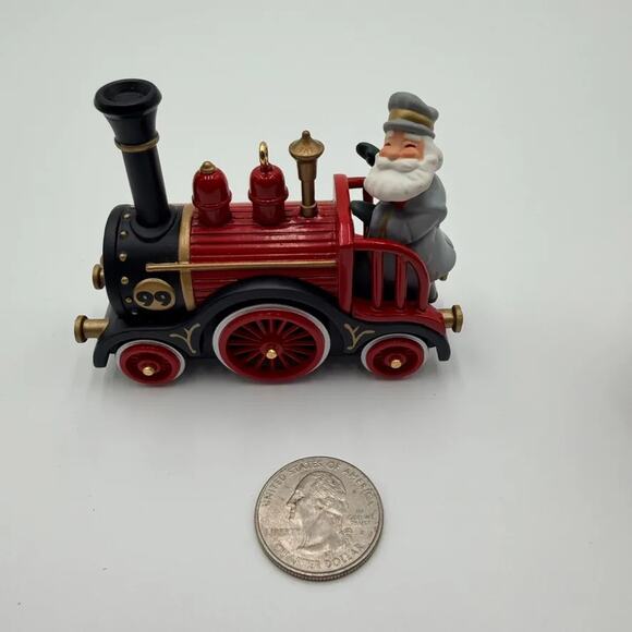 Hallmark Christmas Ornaments Lot 2 Santa Truck 1993 Train Engine 1999 Vintage - Picture 2 of 11